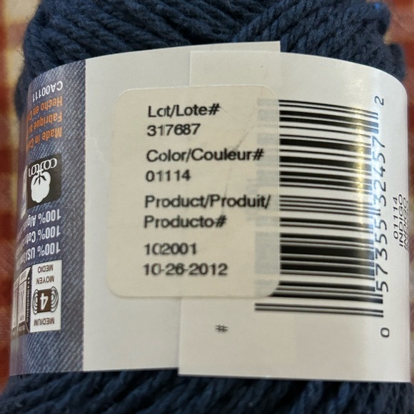 Lily Orginal Sugar' N Cream Yarn Denim Indigo #01114 100% USA Grown Cotton Set 5 - Picture 4 of 5